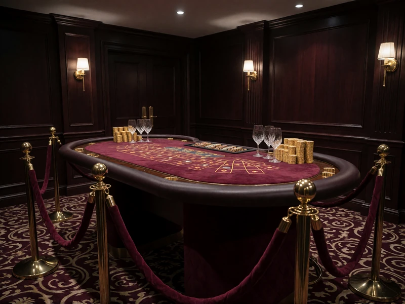 Privater High-Roller-Tisch mit Samtseilen und Goldakzenten im Millioner VIP Casino