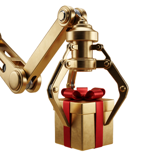 Goldener Greifarm der Bonus Crab Greifmaschine mit Geschenkbox im Millioner Casino