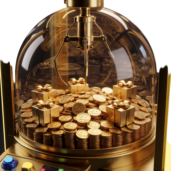Bonus Crab Greifmaschine mit Glaskuppel voller Goldm&uuml;nzen, Geschenkboxen und Freispiel-Tokens